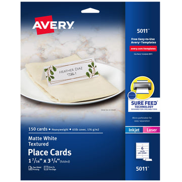 Avery Card Stock 5011, 1-7/16" x 3-3/4" - 150 Cards