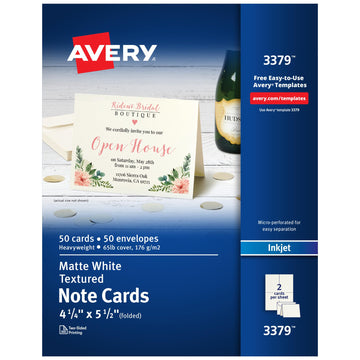 Avery Card Stock 3379, 4.25-Inch x 5.5-Inch, 50 Count