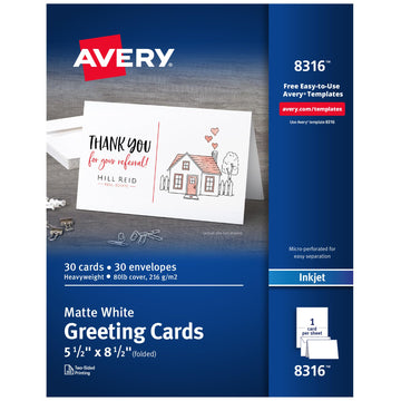 Avery Greeting Card 8316, 30 cards