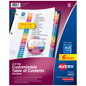 Avery Binder Divider 11832, Standard, 6 Count