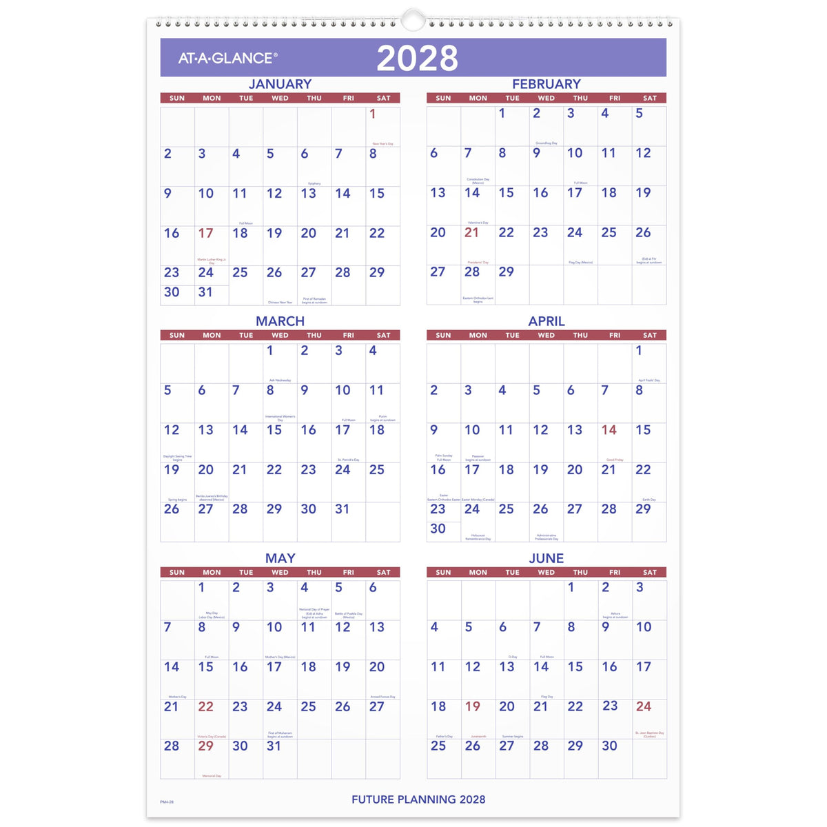 AT-A-GLANCE Calendar PM428, 20"W x 30"H – view 5