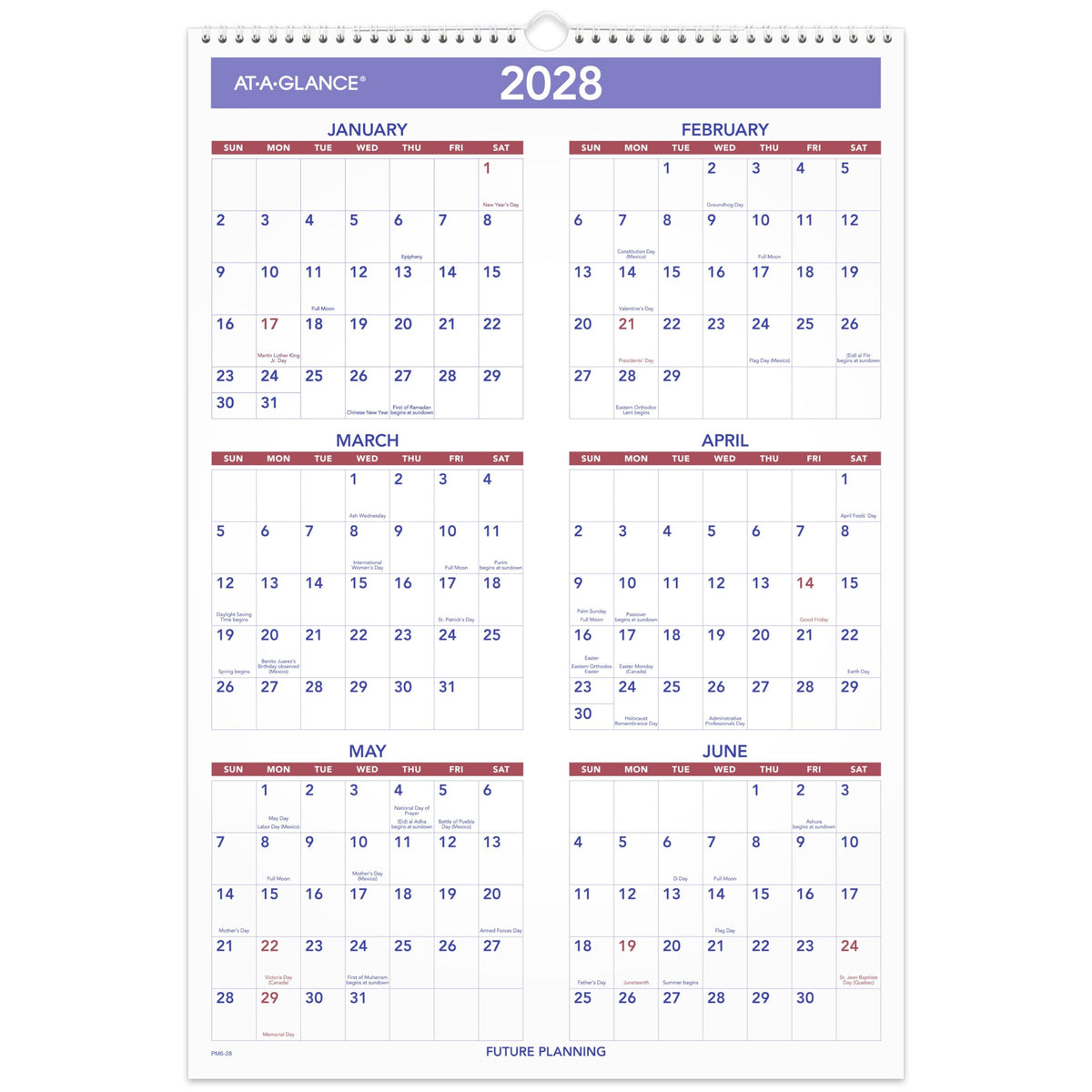 AT-A-GLANCE Calendar PM628, 15.5"W x 22.75"H – view 5