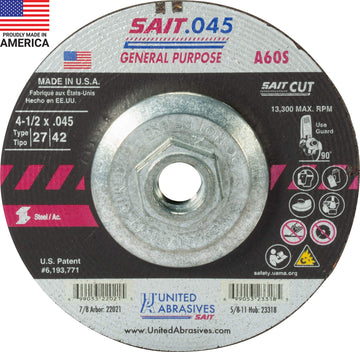 United Abrasives Abrasive Wheels 23318, 4-1/2 X .045 X 5/8-11 - in, 10 Count