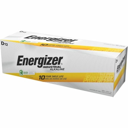 Energizer EN95 Industrial D Alkaline Battery, 1.5V DC, Pack of 12