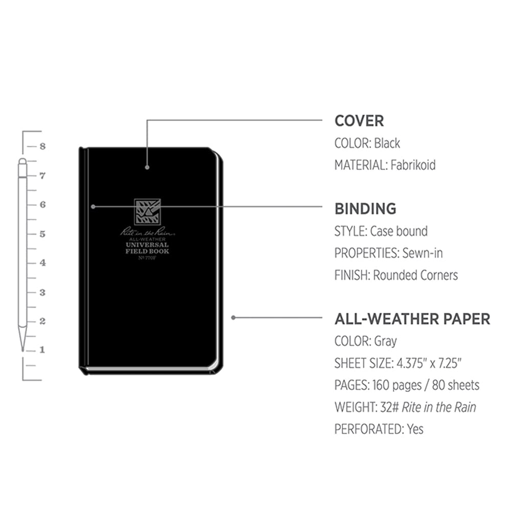 Rite in the Rain Blank Book 770F, 7.5 x 4.75 x 0.625 – view 6