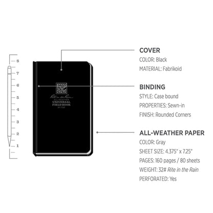 Rite in the Rain Blank Book 770F, 7.5 x 4.75 x 0.625 – view 6