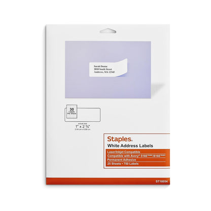 Staples Label ST18054-CCVS, 1*2.375 in, 2250 Count