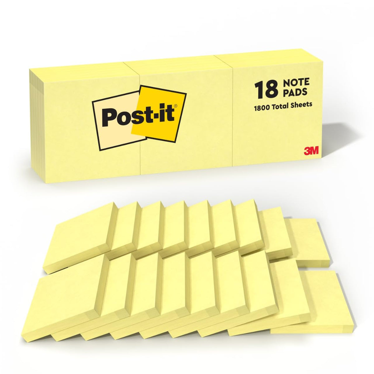 Post-it Self Stick Note 654-14+4YW, 3 in x 3 in, 18 Count