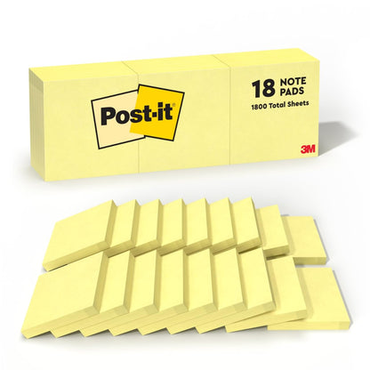 Post-it Self Stick Note 654-14+4YW, 3 in x 3 in, 18 Count