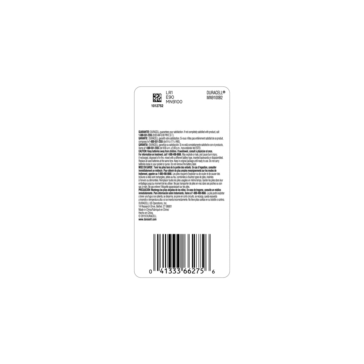 DURACELL Battery DURMN9100B2PK, 2 Count – view 2