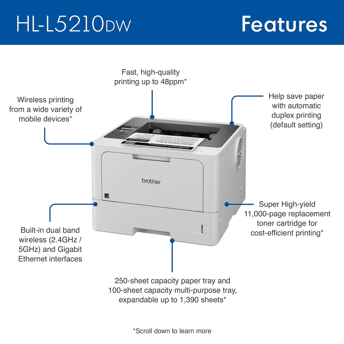 Brother Printer HLL5210DW, One Size – view 3