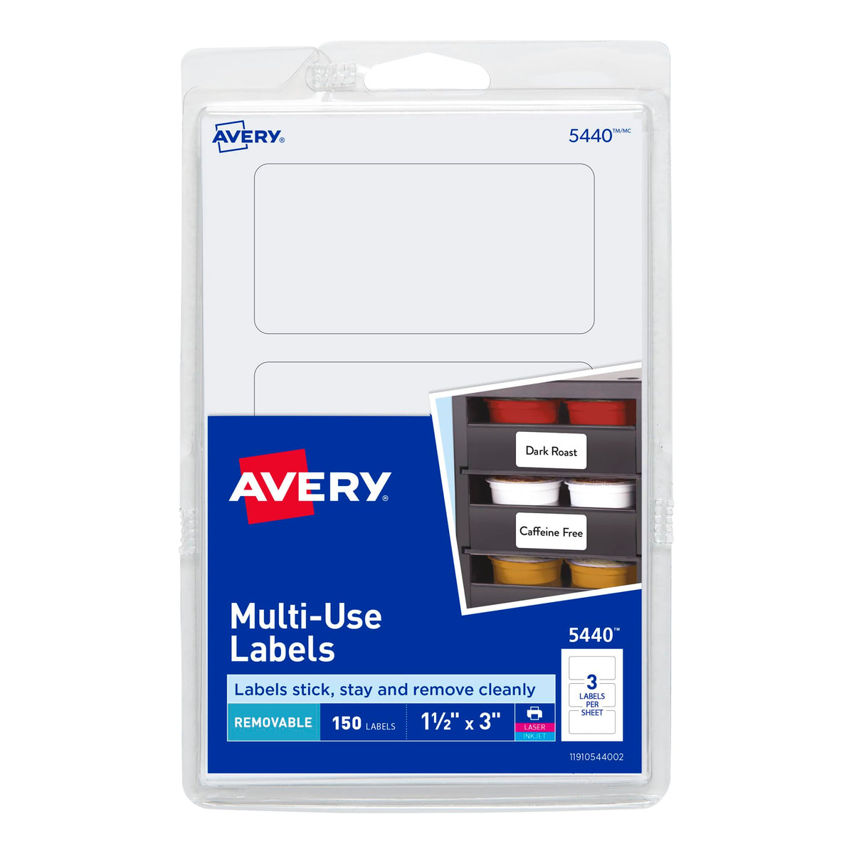 Avery Label 5440, 1-1/2 x 3 in, 150 Count