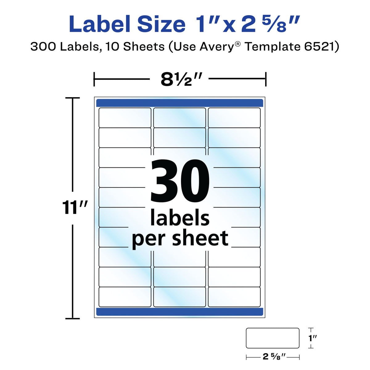 Avery Label 6521, 1" x 2-5/8", 300 Count – view 7