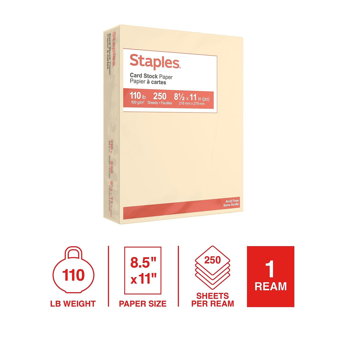 Staples Card Stock 49703, 8.5-Inch X 11-Inch, 250 Count – view 2