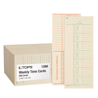 Tops Card Stock 1260, 3-3/8" x 8-1/4", 500 Count