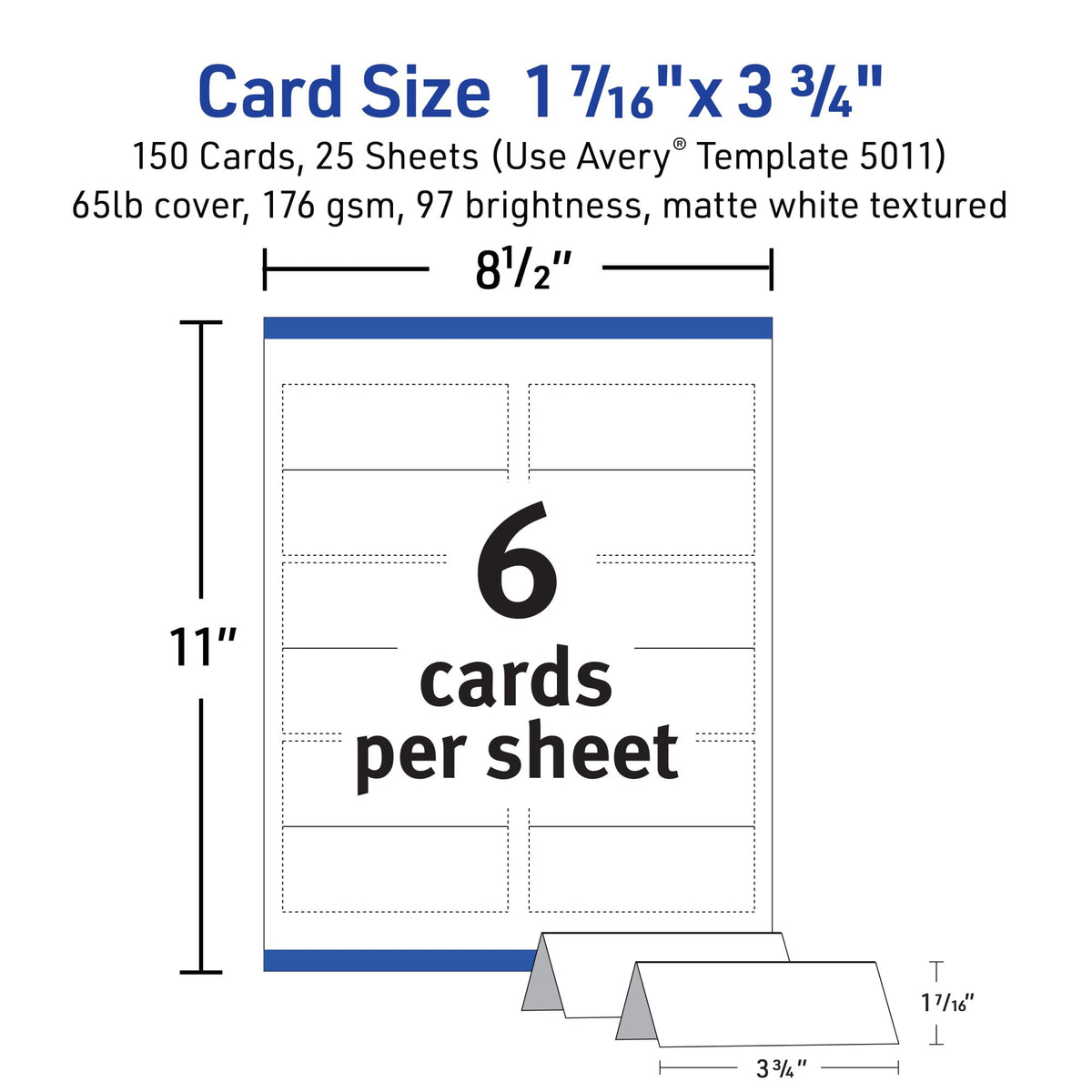 Avery Card Stock 5011, 1-7/16" x 3-3/4" - 150 Cards – view 5