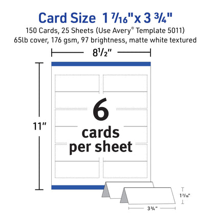 Avery Card Stock 5011, 1-7/16" x 3-3/4" - 150 Cards – view 5