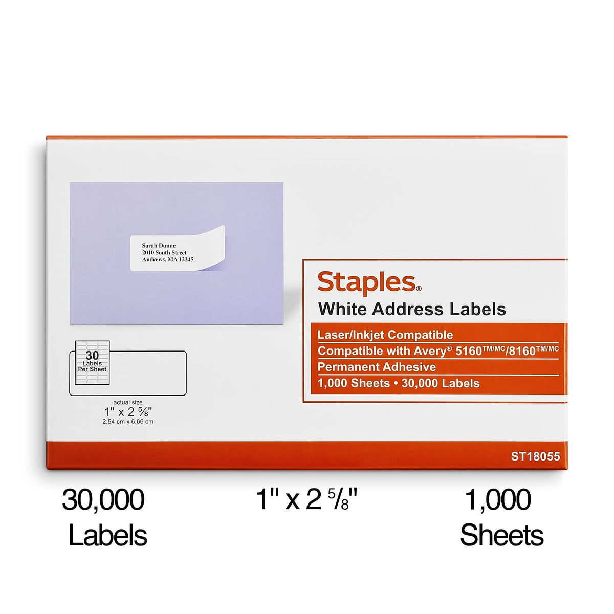 Staples Label ST18055-CCVS, 1*2.375 in, 60000 Count – view 2