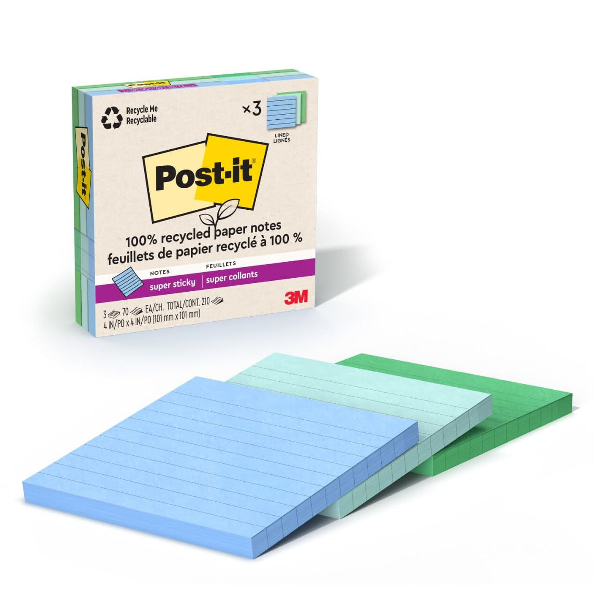 Post-it Self Stick Note 675R-3SST, 4" x 4", 3 Count