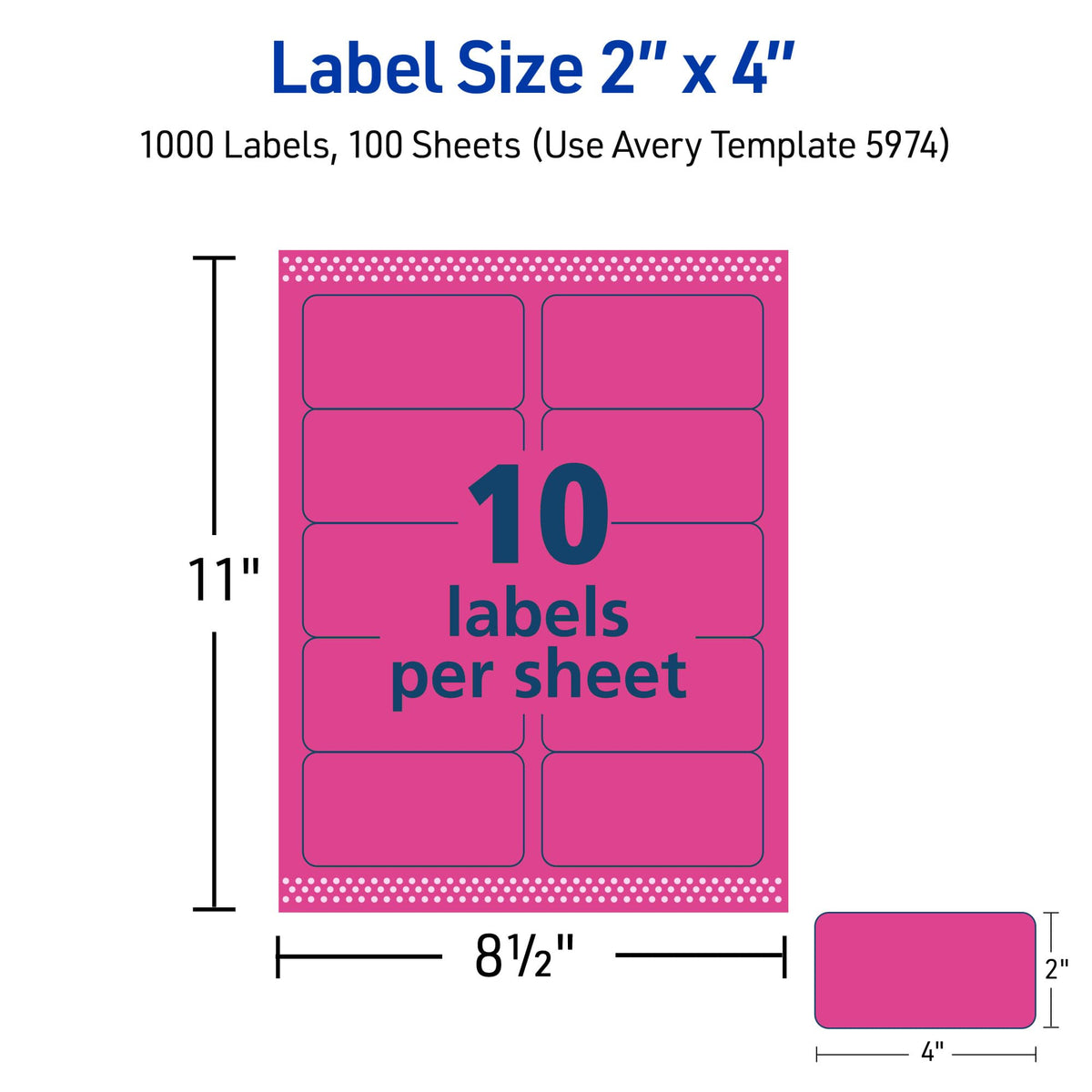 Avery Label 5974, 2 in x 4 in, 1000 Count – view 5