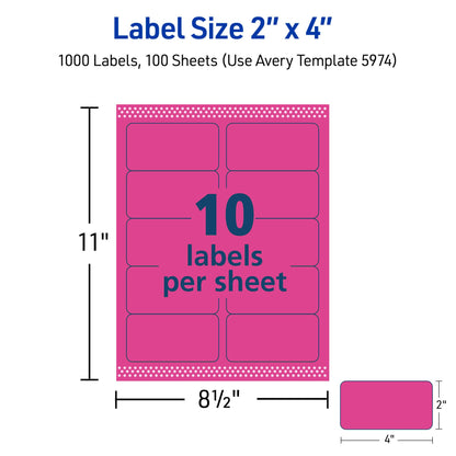 Avery Label 5974, 2 in x 4 in, 1000 Count – view 5