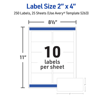 Avery Label 5263, 2" x 4", 250 Count – view 5