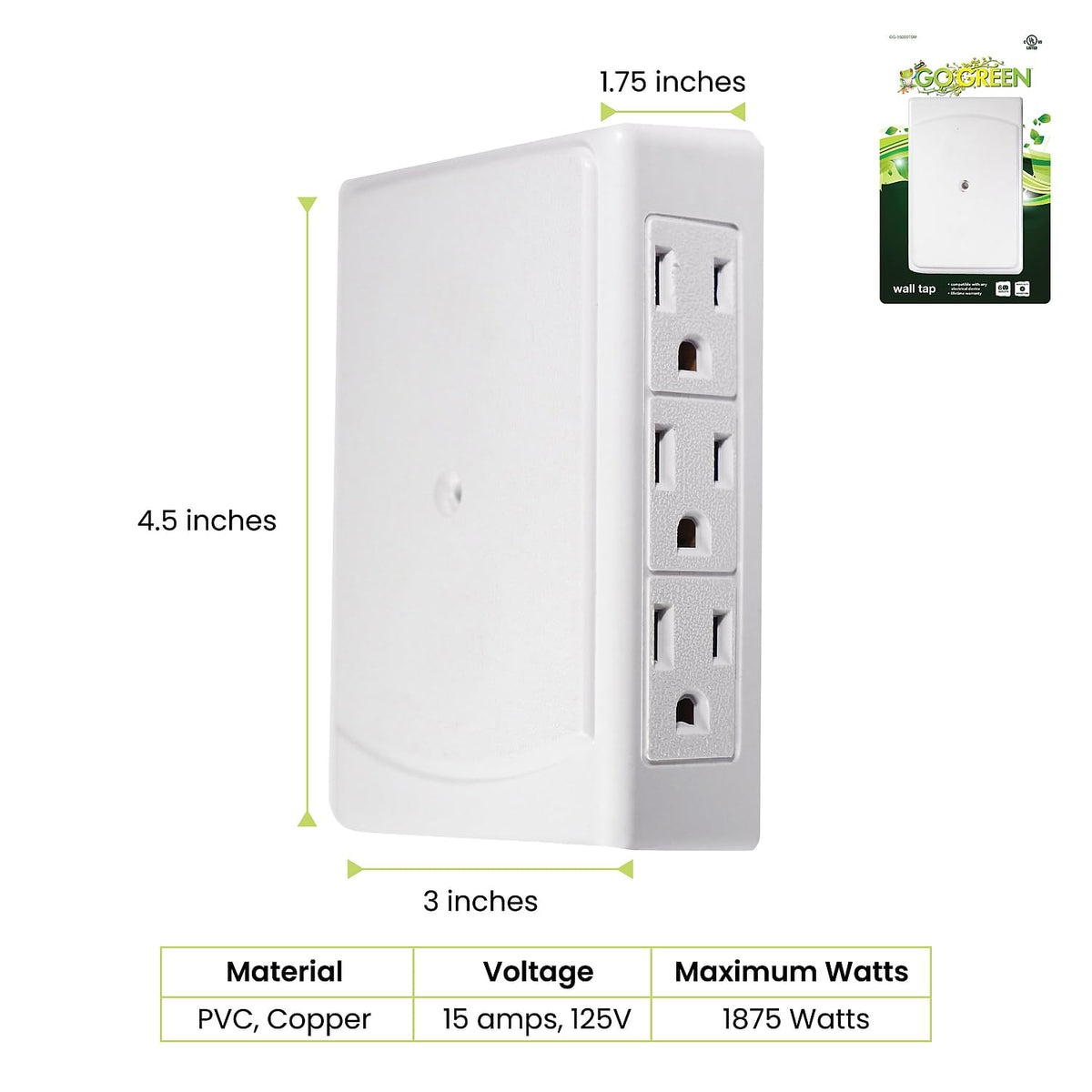 Power By GoGreen Power Strip GG-16000TSM – view 2