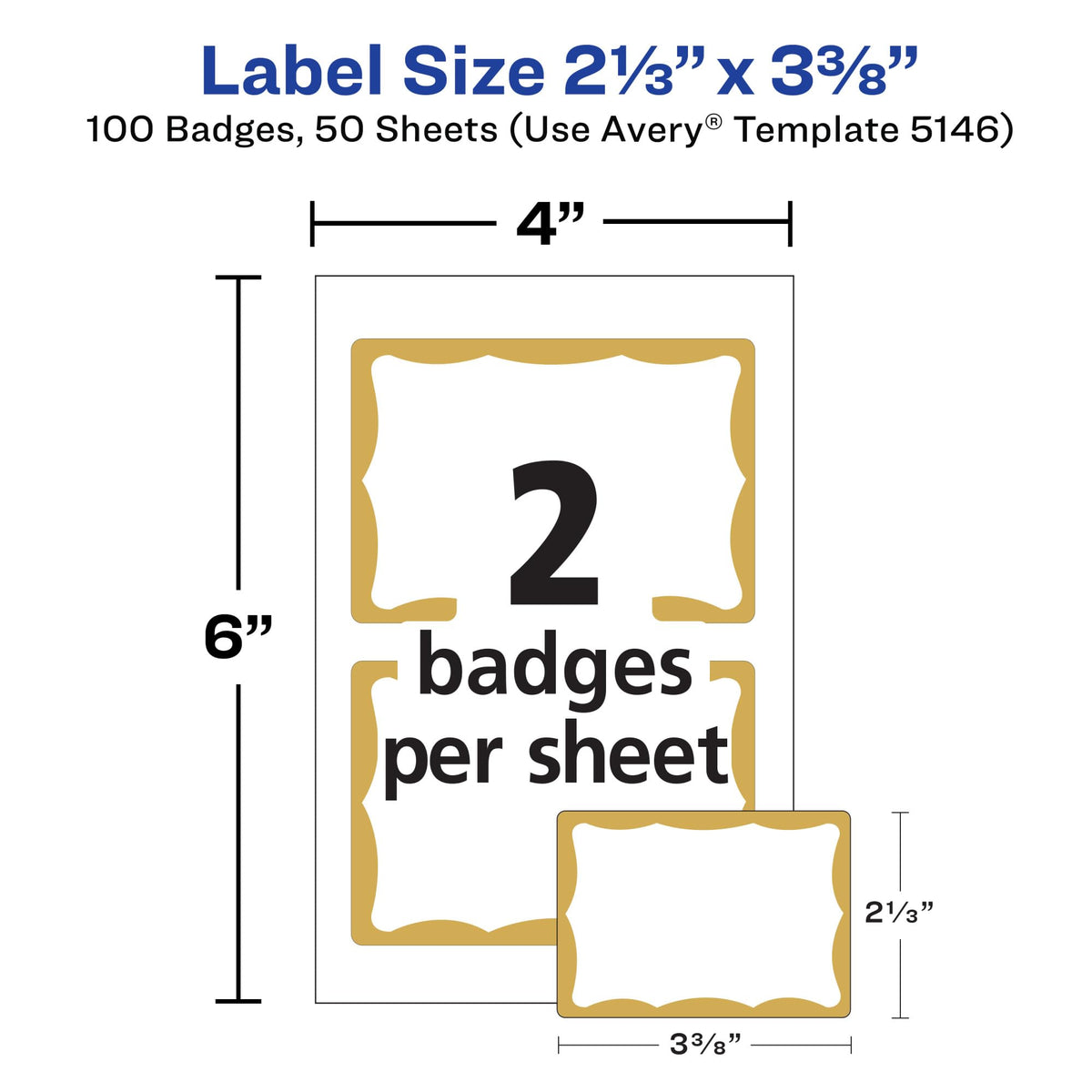Avery Label 5146, 100 name tags, 300 Count – view 3