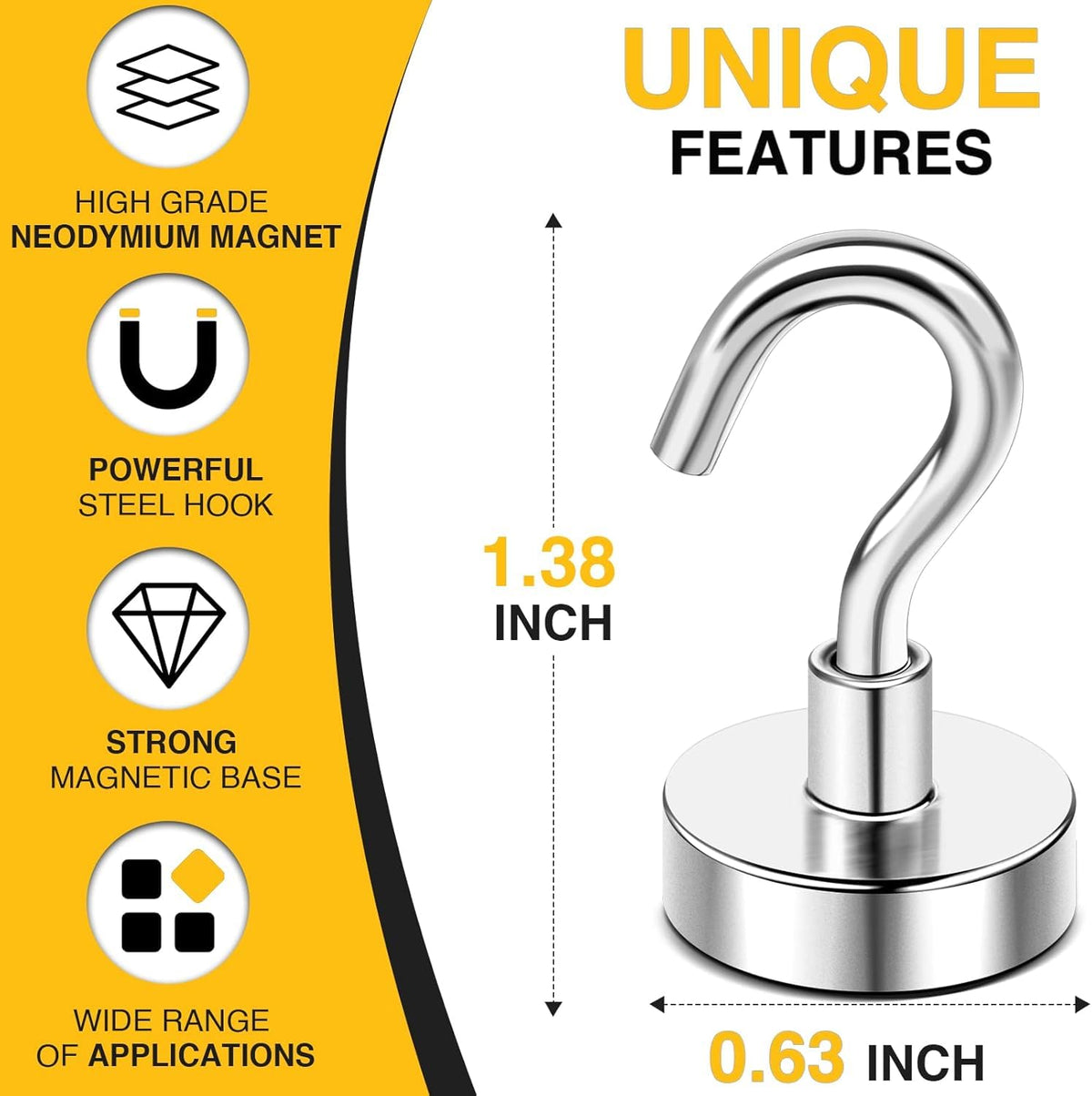 DIYMAG Storage Hook S16-20P, 0.63in, 20 Count – view 5