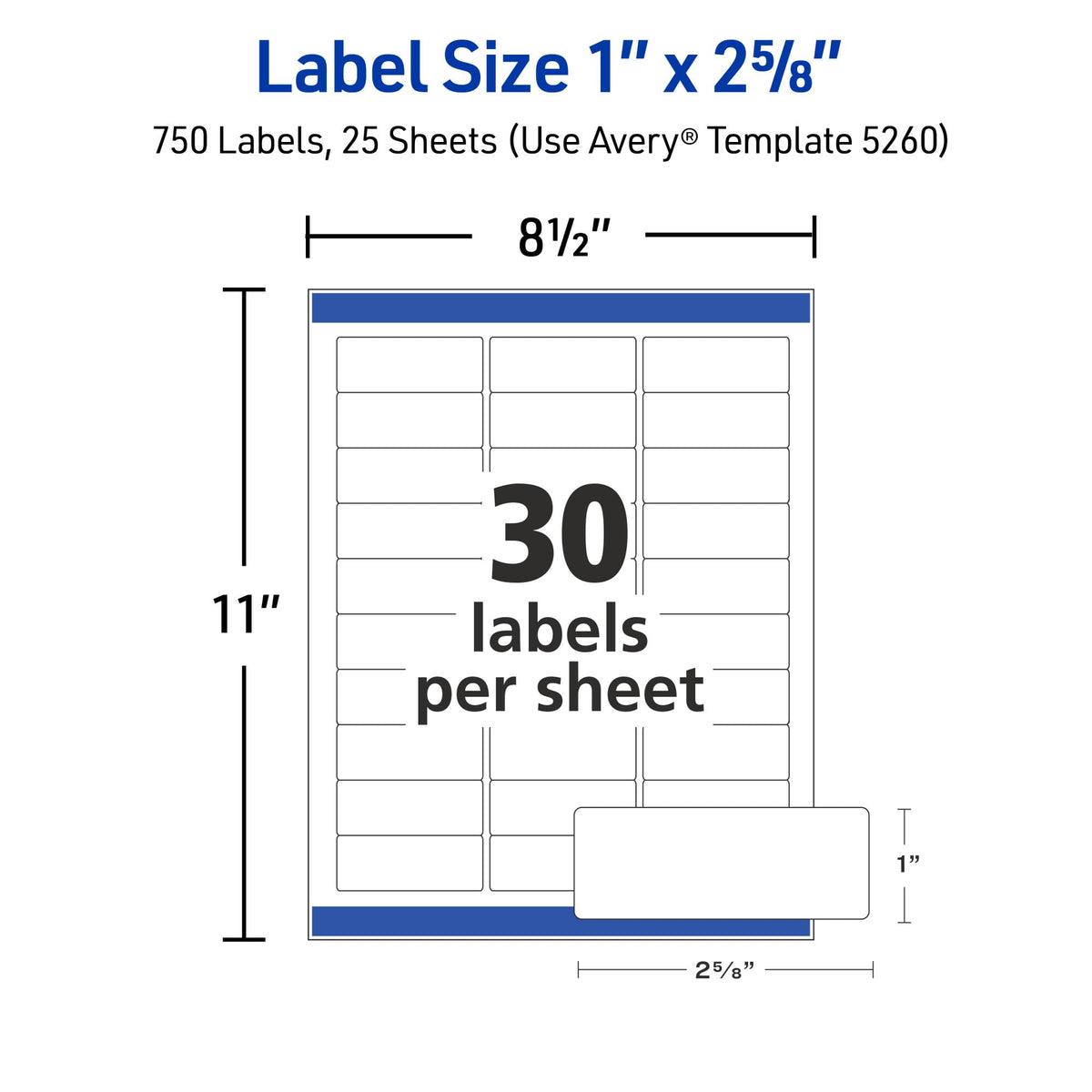 Avery Label 5260, 1" x 2 5/8", 750 Count – view 7