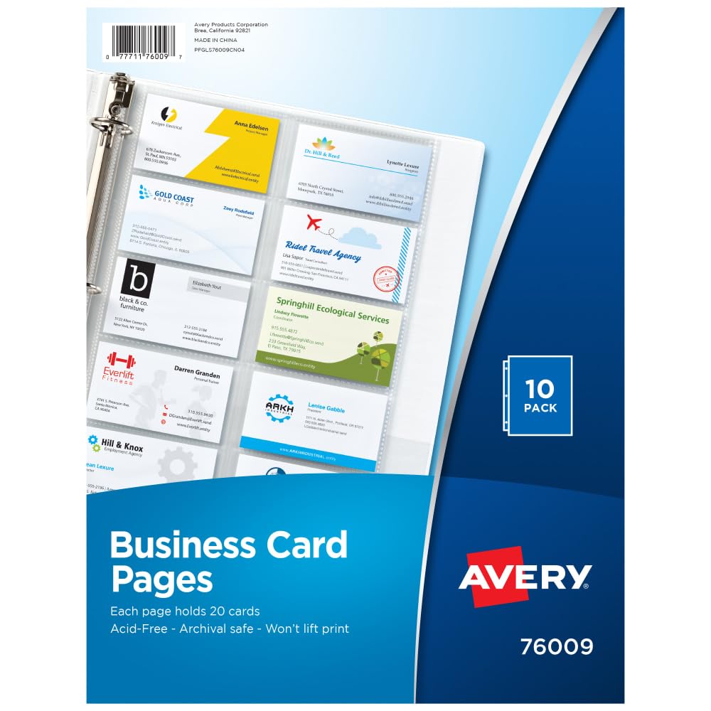 Avery Card Document Sleeve 76009, 10 Count