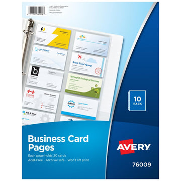 Avery Card Document Sleeve 76009, 10 Count