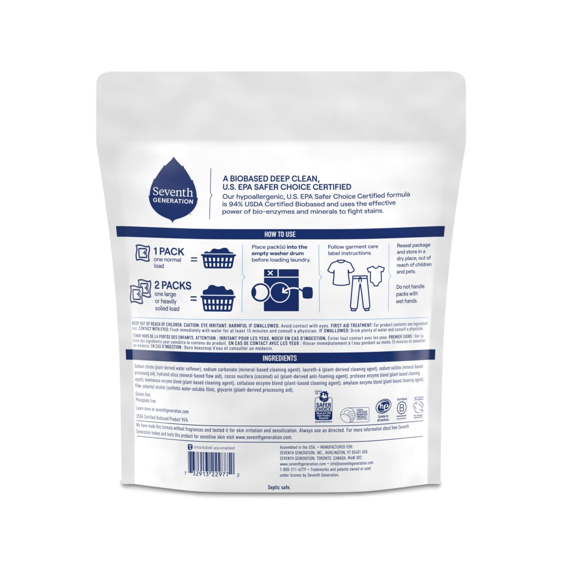 Seventh Generation Laundry Detergent 732913229772, 45 Count – view 2