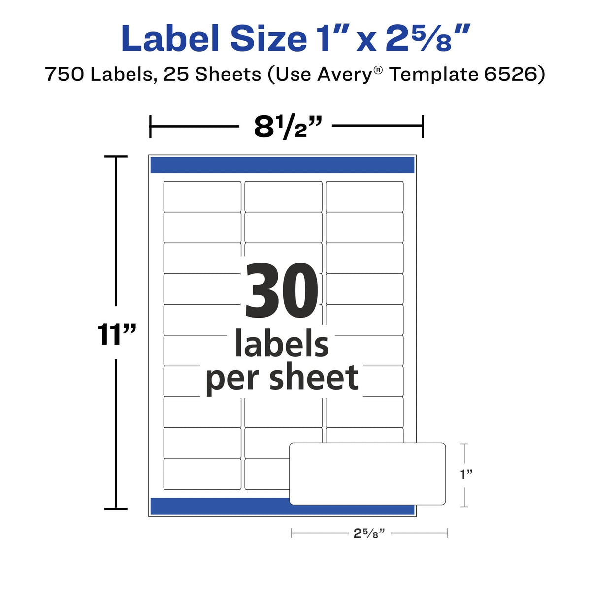 Avery Label 6526, 1" X 2-5/8", 750 Count – view 6