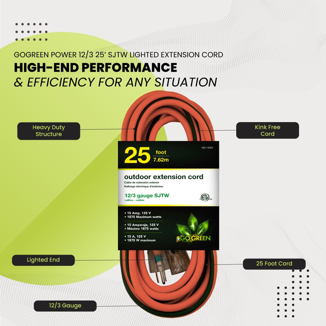 Power By GoGreen Power Cord GG-13725, 25 ft – view 5