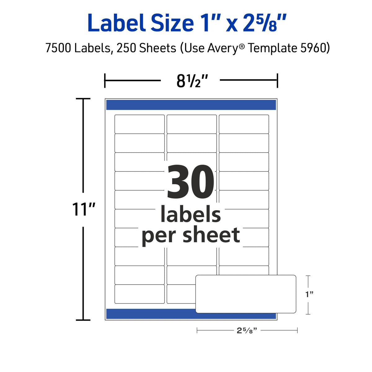 Avery Label 5960, 1" x 2-5/8", 7 Count – view 5