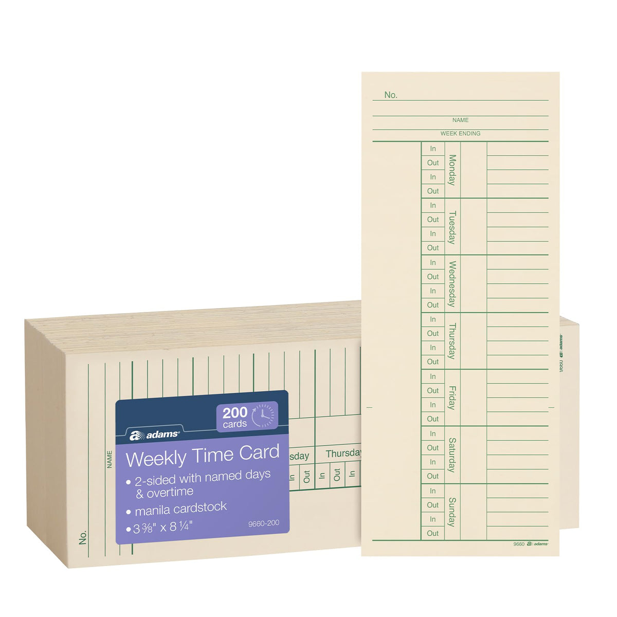 Adams Card Stock 9660-200, 3-3/8" x 8-1/4", 1600 Count