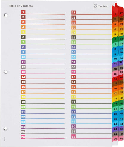 Cardinal Binder Divider 60990, 8-1/2 x 11, 52 Count