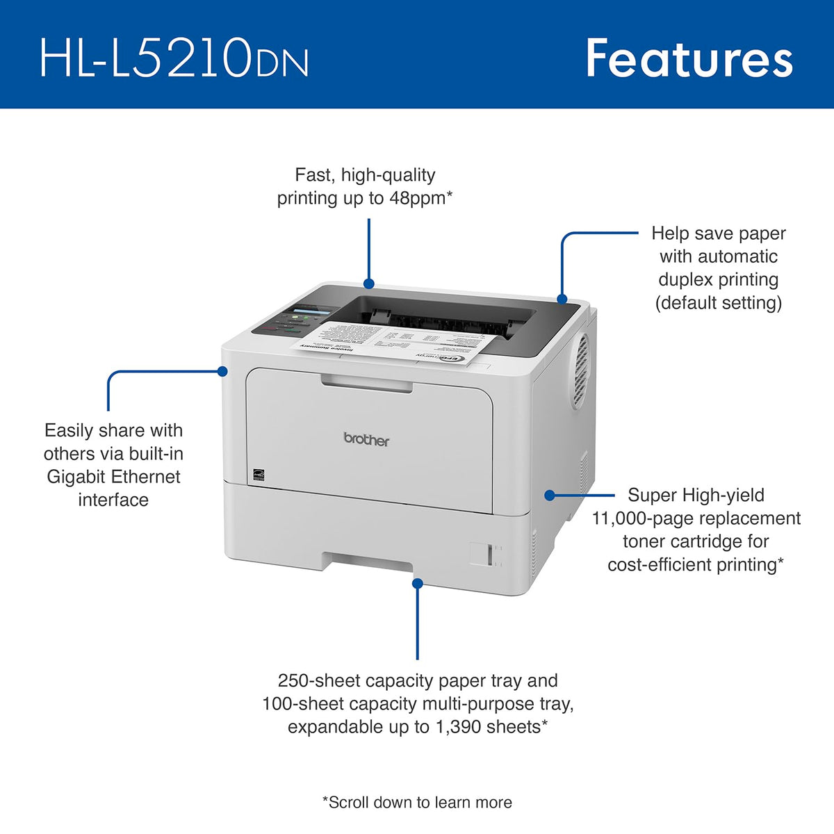 Brother Printer HLL5210DN, One Size – view 3