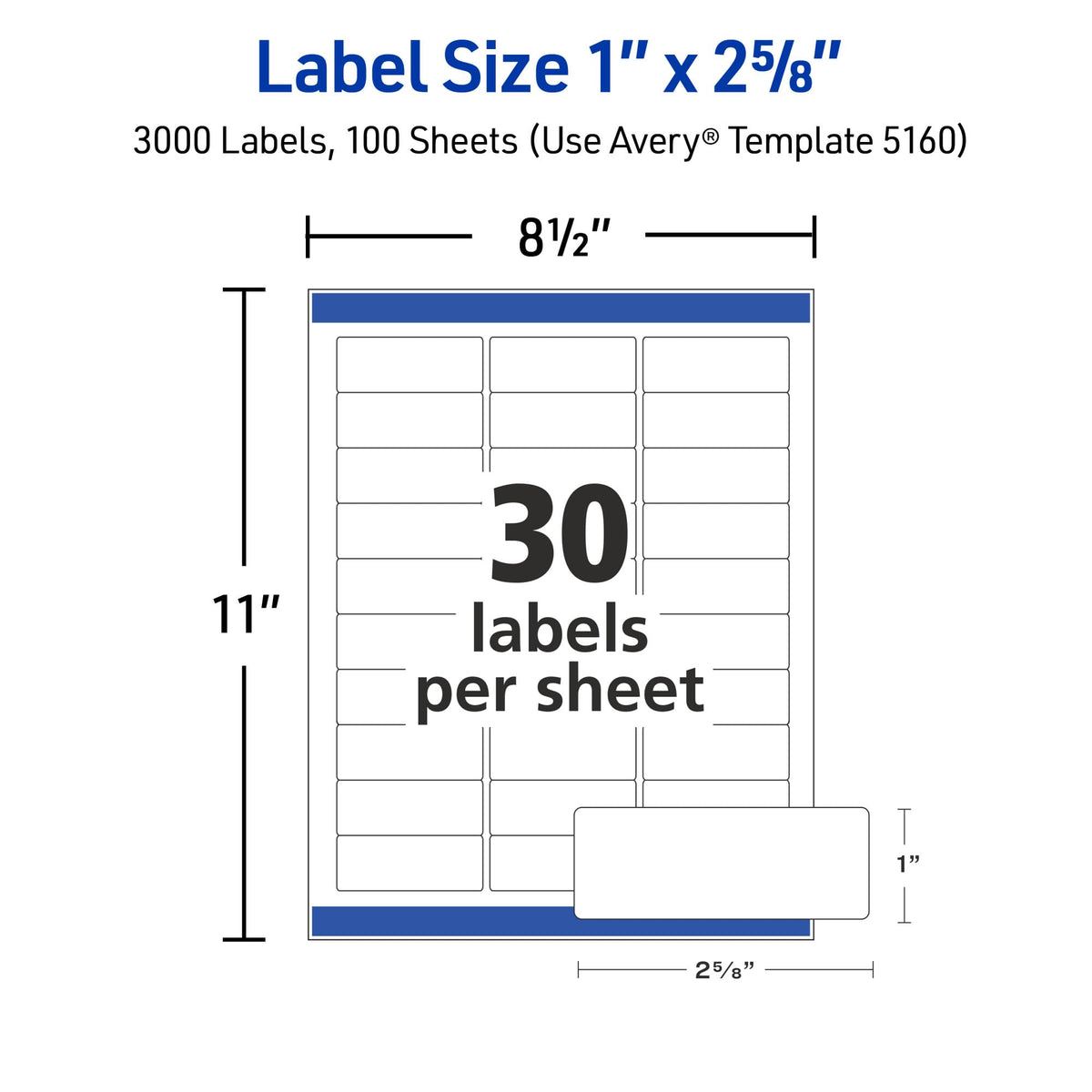 Avery Label 5160, 1" x 2-5/8", 3000 Count – view 6