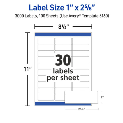Avery Label 5160, 1" x 2-5/8", 3000 Count – view 6