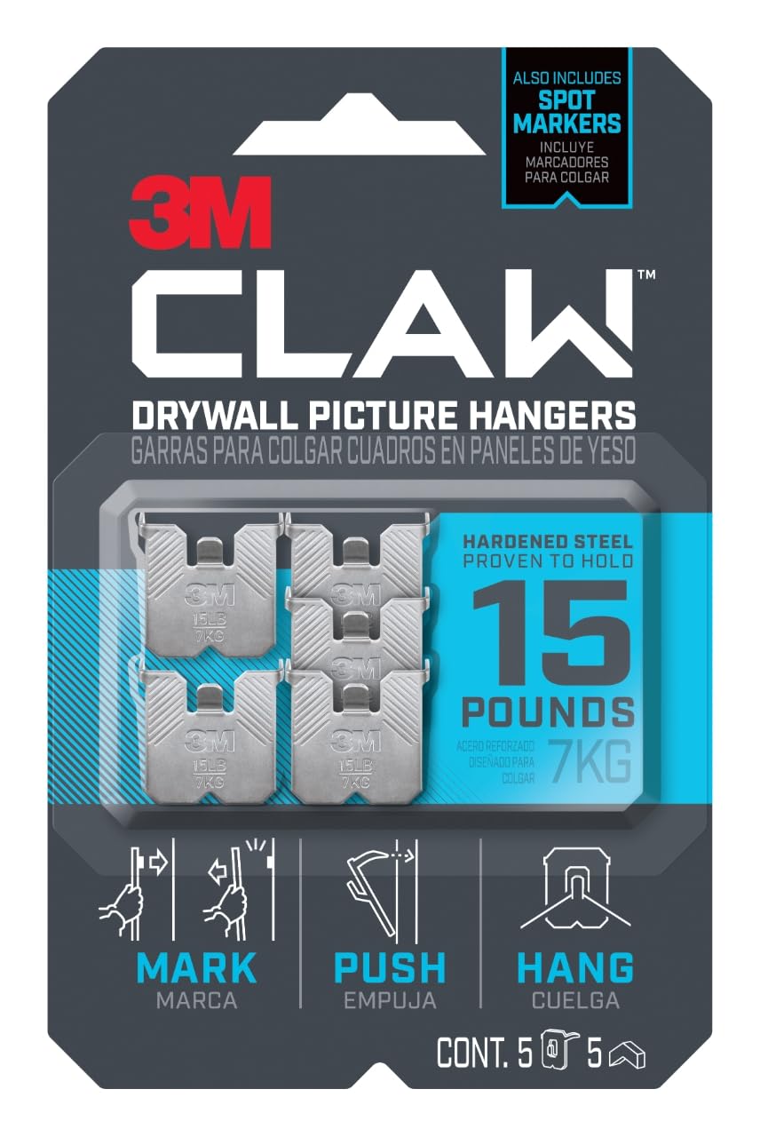 3M CLAW Picture Hanger 3PH15M-5ES, Small, 5 Count
