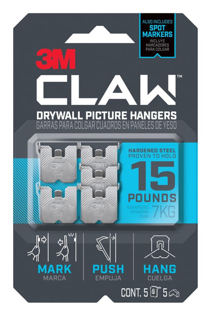3M CLAW Picture Hanger 3PH15M-5ES, Small, 5 Count