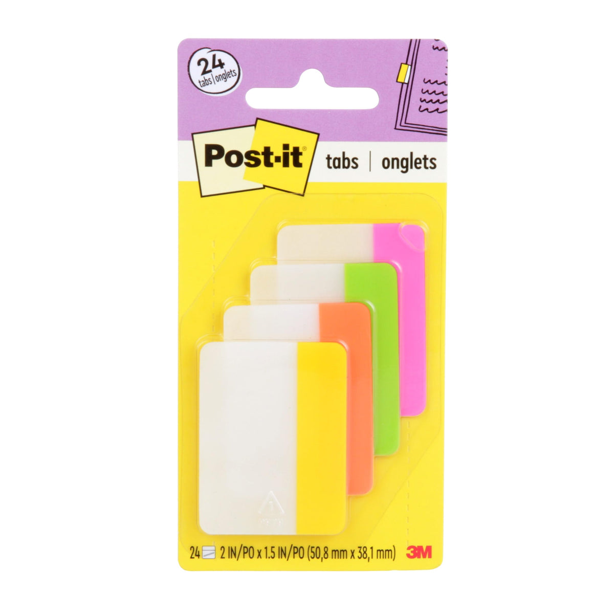 Post-it Self Stick Note 686-PLOY, 0.4" x 2.8", 24 Count