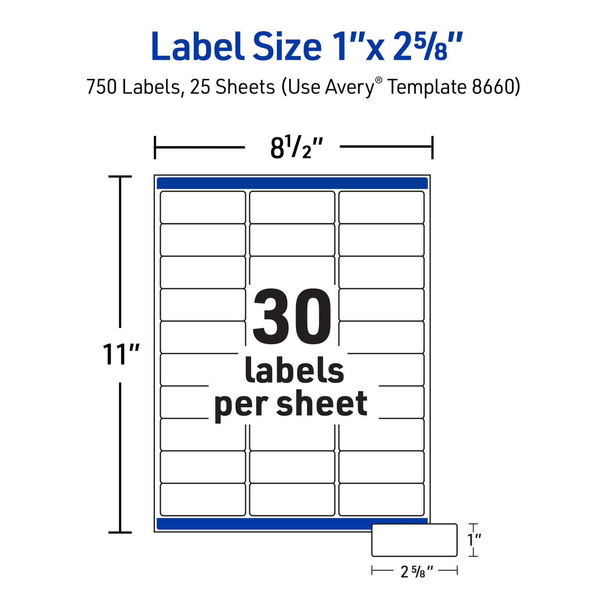 Avery Label 8660, 1 in. X 2-5/8 in., 750 Count – view 5