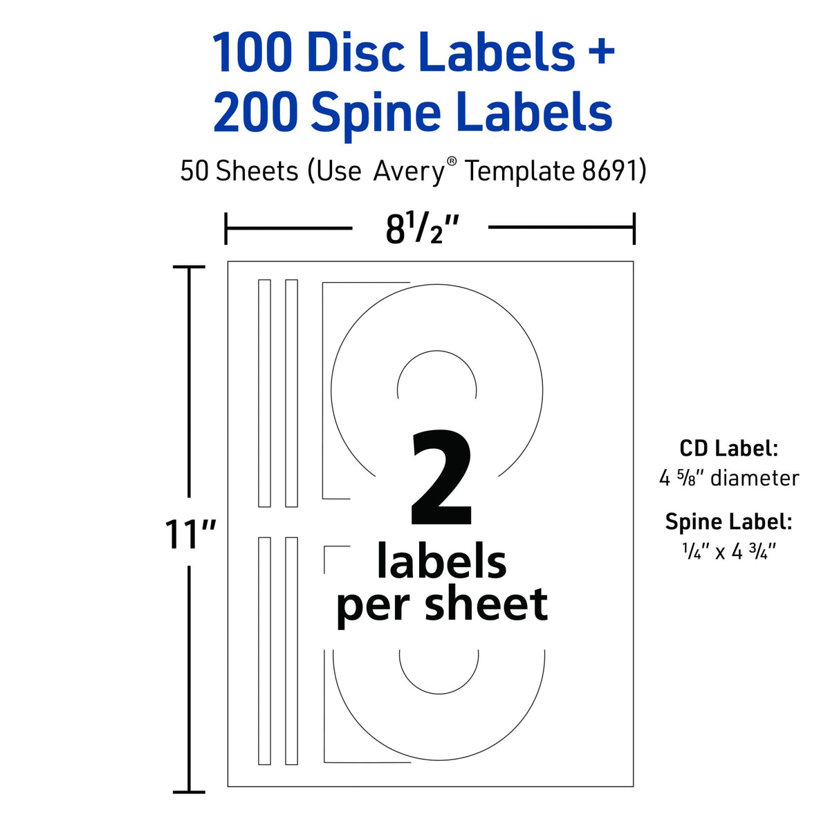 Avery Label 8691, 100 Disc labels & 200 Spine labels – view 3