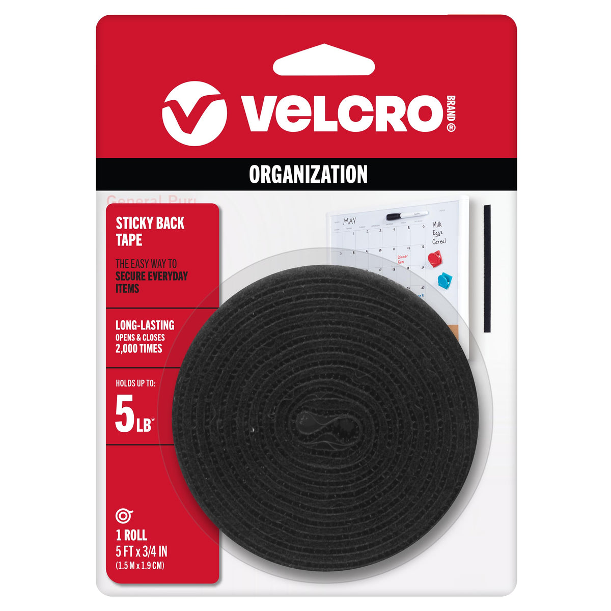 VELCRO Brand Hook Loop Fastener 90086, 5 ft x 3/4 in