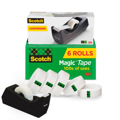 Scotch 810K6C38 Clear Tape Dispenser, 6 Rolls
