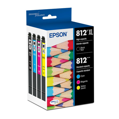 Epson Inkjet Printer Ink T812XL-BCS, XL/Standard, 4 Count