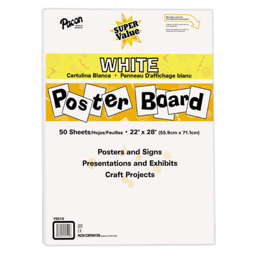 Pacon Art Media Paper 76510, 50 Sheets of 22-in. x 28-in. Poster Board